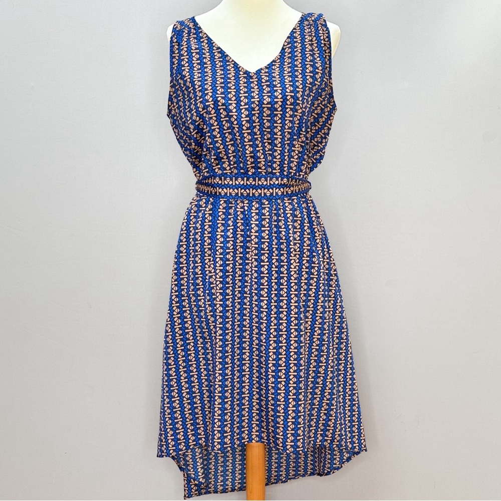 Anthropologie MAEVE blue and brown sleeveless dress, S.